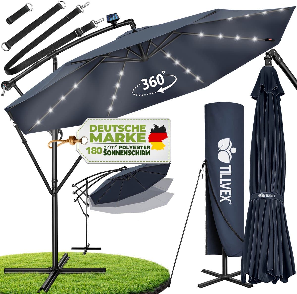 Tillvex Parasol Led Solar Ø3m